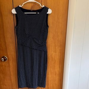 Ann Taylor Black and White Dotted Midi Dress